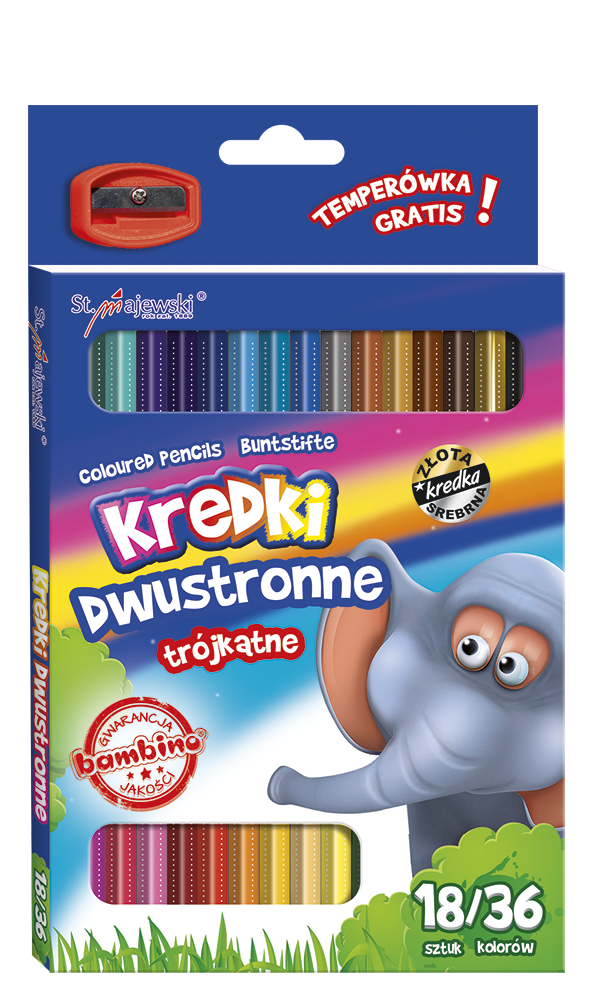 Kredki dwustronne trójkątne 24/48 kolorów + temperówka